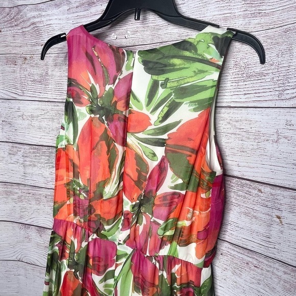 Eliza J Tropical Hawaiian Floral Maxi Chiffon Dress Size 6 - Picture 6 of 11